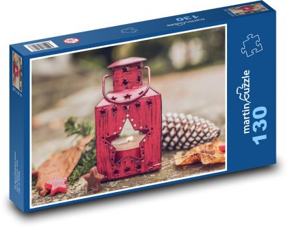 Vánoční lucerna - svíčka, vánoční čas  - puzzle 130 dílků