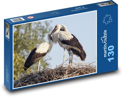 Čápi - ptáci, zvířata - Puzzle 130 dílků, rozměr 28,7x20 cm