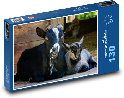 Black goat - goat, animal - Puzzle 130 pieces, size 28.7x20 cm 