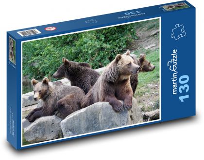 Medvede v zoo - zvieratá, príroda - Puzzle 130 dielikov, rozmer 28,7x20 cm 