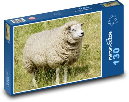 Ovce na louce - zvíře, příroda - Puzzle 130 dílků, rozměr 28,7x20 cm