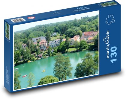 Jazero - mesto, príroda - Puzzle 130 dielikov, rozmer 28,7x20 cm 
