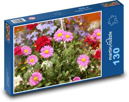 Růžové květiny - jaro, zahrada - Puzzle 130 dílků, rozměr 28,7x20 cm