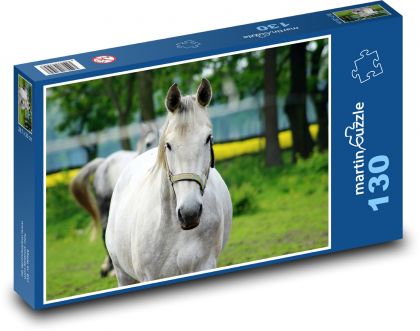 Šedý kůň - zvíře, farma - Puzzle 130 dílků, rozměr 28,7x20 cm