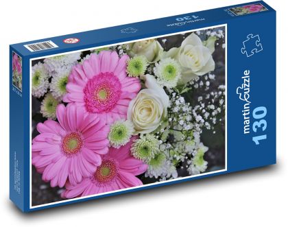 Kytice - romantika, růže - Puzzle 130 dílků, rozměr 28,7x20 cm