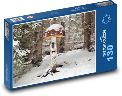 Houba - les v zimě, sníh - puzzle 130 dílků