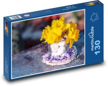 Veľkonočná výzdoba - narcisy, jar Puzzle 130 dielikov - 28,7 x 20 cm 