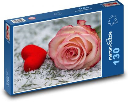 Srdce - růže,  milovat - Puzzle 130 dílků, rozměr 28,7x20 cm