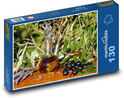 Olivový olej - olivy, květiny - Puzzle 130 dílků, rozměr 28,7x20 cm