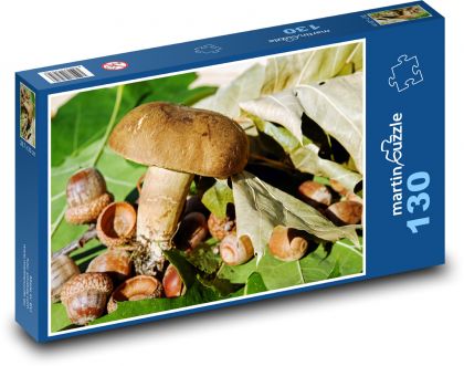 Mushroom - acorns, leaves - Puzzle 130 pieces, size 28.7x20 cm 