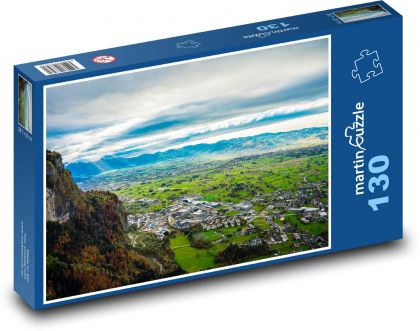 Alpské údolí - hory, příroda - Puzzle 130 dílků, rozměr 28,7x20 cm