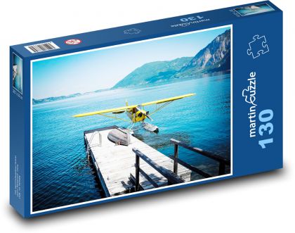 Hydroplán - jezero, hory - Puzzle 130 dílků, rozměr 28,7x20 cm