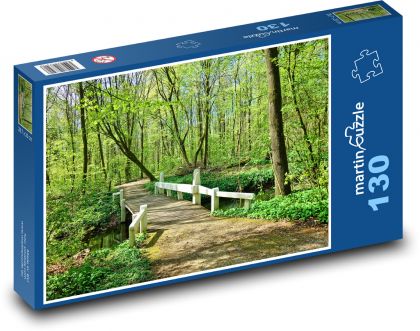 Holzbrücke - Fußgängerbrücke, Wald - Puzzle - 130 Teile