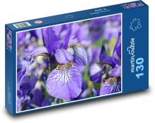 Fioletowe irysy - kwiaty, ogród Puzzle 130 elementów - 28,7x20 cm