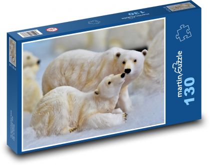 Ozdoby świąteczne - niedźwiedzie polarne, Boże Narodzenie - Puzzle 130 elementów, rozmiar 28,7x20 cm