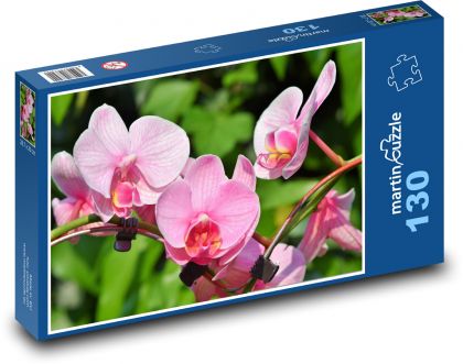 Orchidea - ružové kvety, rastliny - Puzzle 130 dielikov, rozmer 28,7x20 cm 