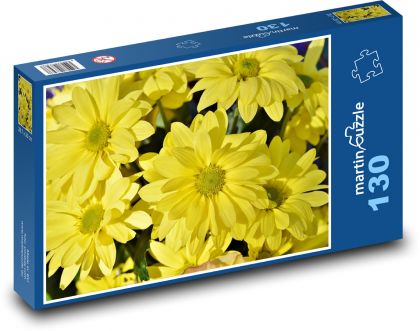 Chryzantéma - žluté květy, rostlina  - puzzle 130 dílků