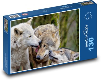 Šediví vlci - dravci, savci - Puzzle 130 dílků, rozměr 28,7x20 cm