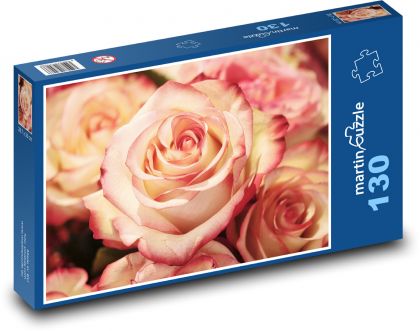 Růže - okvětní lístky, květiny - Puzzle 130 dílků, rozměr 28,7x20 cm