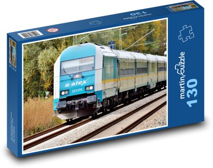 Lokomotiva - železnice, vlak - Puzzle 130 dílků, rozměr 28,7x20 cm