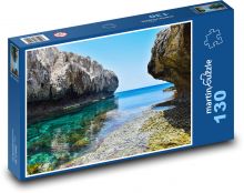 Plaża - skaliste wybrzeże, morze Puzzle 130 elementów - 28,7x20 cm