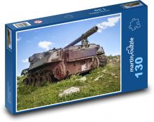 Hrdzavý tank - opustený, armáda Puzzle 130 dielikov - 28,7 x 20 cm 