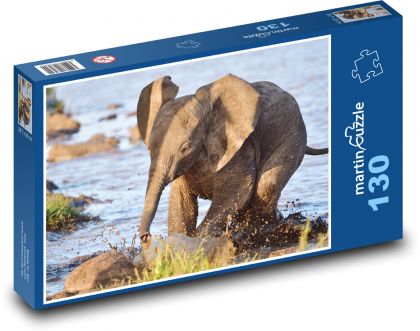 Slon africký - slůně, mládě - Puzzle 130 dílků, rozměr 28,7x20 cm