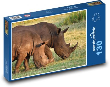 Roundnose rhinoceros - animals, wildlife - Puzzle 130 pieces, size 28.7x20 cm 