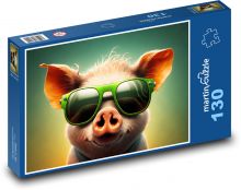 Pig - animal, glasses Puzzle 130 pieces - 28.7 x 20 cm 