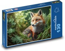 Liška - lesné zviera, mláďa Puzzle 130 dielikov - 28,7 x 20 cm 