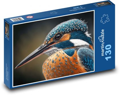 Ledňáček - portret ptaka, zwierzęcia - Puzzle 130 elementów, rozmiar 28,7x20 cm