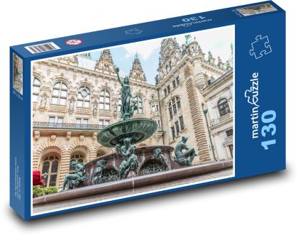 Hamburg - Ratusz, Fontanna - Puzzle 130 elementów, rozmiar 28,7x20 cm