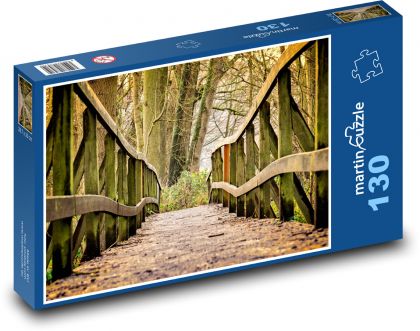 Dřevěný most - cesta, park - Puzzle 130 dílků, rozměr 28,7x20 cm