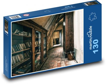 Knižnica - chodba, dom - Puzzle 130 dielikov, rozmer 28,7x20 cm 