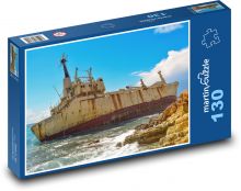Vrak lodě - skalnaté pobřeží, moře Puzzle 130 dílků - 28,7 x 20 cm