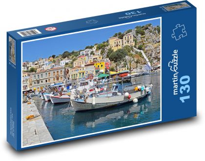 Symi - ostrov, Řecko - Puzzle 130 dílků, rozměr 28,7x20 cm