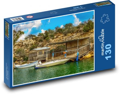 Rybářské lodě - chata, příroda - Puzzle 130 dílků, rozměr 28,7x20 cm