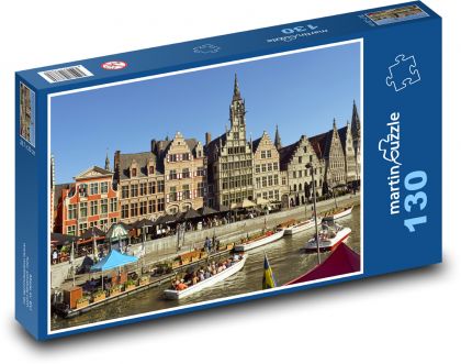 Gent - Belgie, kanál - Puzzle 130 dílků, rozměr 28,7x20 cm
