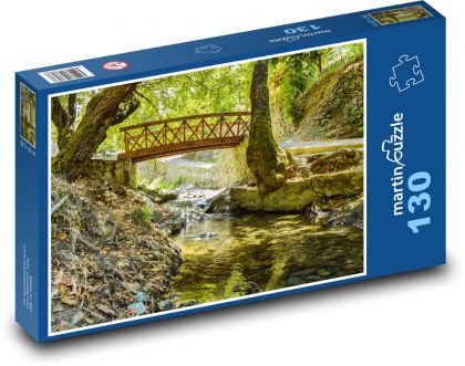 Wooden bridge - river, stream - Puzzle 130 pieces, size 28.7x20 cm 