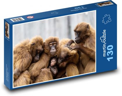 Monkeys - family, primates - Puzzle 130 pieces, size 28.7x20 cm 