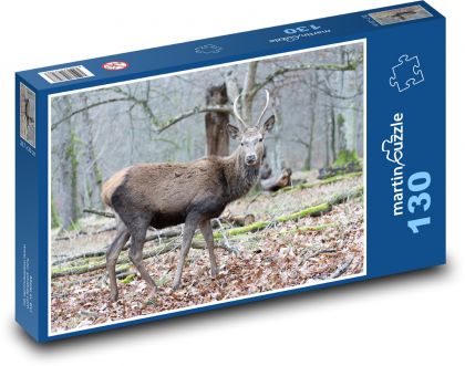 Jeleň - divá zver, les - Puzzle 130 dielikov, rozmer 28,7x20 cm 