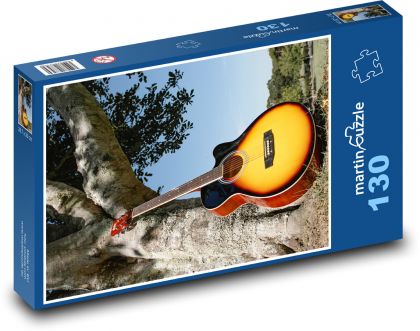 Guitar - tree, sky - Puzzle 130 pieces, size 28.7x20 cm 