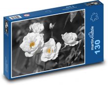 Weiße Rosen - Blumen, Blumen Puzzle 130 Teile - 28,7x20 cm