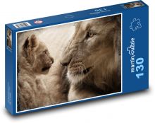 Lew - lew, młode Puzzle 130 elementów - 28,7x20 cm