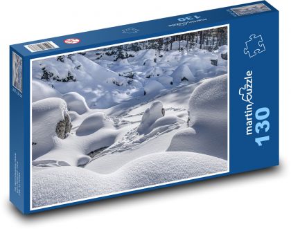Zimní krajina - les, sníh - Puzzle 130 dílků, rozměr 28,7x20 cm