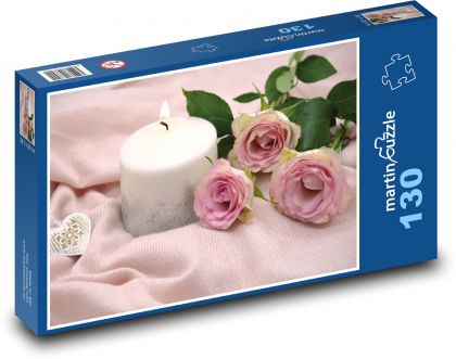 Candle light - rose, heart - Puzzle 130 pieces, size 28.7x20 cm 