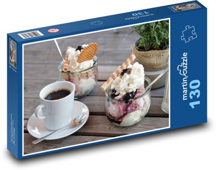 Zmrzlinový pohár - káva, dezert - Puzzle 130 dielikov, rozmer 28,7x20 cm 