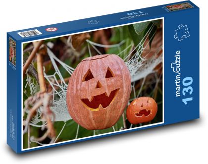 Vyřezávaná dýně - podzim, halloween - Puzzle 130 dílků, rozměr 28,7x20 cm