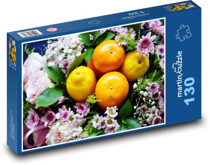 Kwiaty - owoce, cytryny - Puzzle 130 elementów, rozmiar 28,7x20 cm