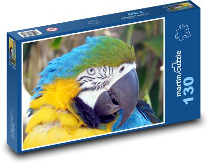 Papagáj - vták, perie - Puzzle 130 dielikov, rozmer 28,7x20 cm 